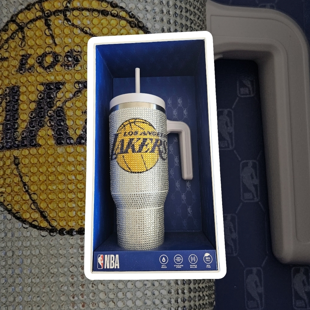 NBA Lakers Rhinestone Tumbler with Gold and Silver Accents